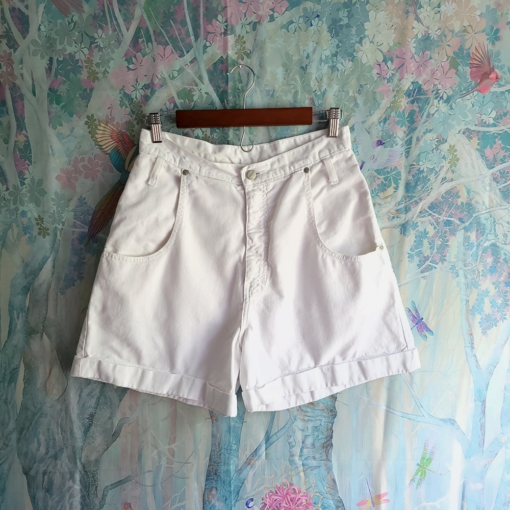 Vintage High-waisted White Denim Shorts